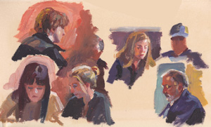 Covertly acquired portrait, oil on paper, by Doug Rugh